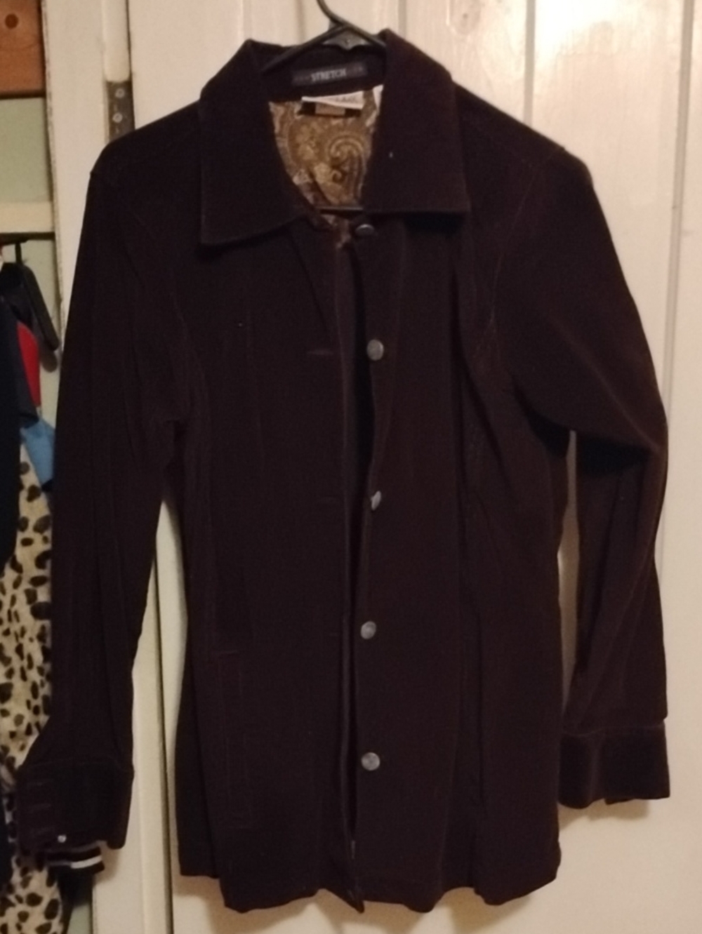 bill blass Dark Brown Button-Front Corduroy Blouse/Jacket